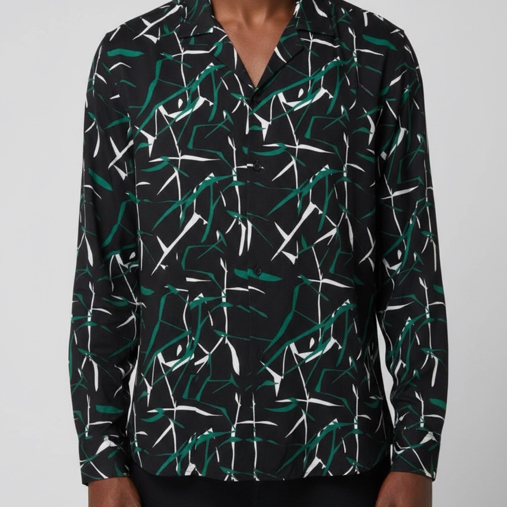 Modern Black and Green Men's Casual Shirt
